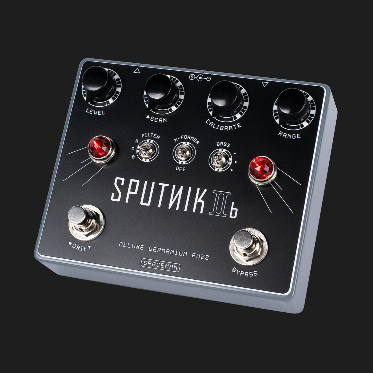 Spaceman Effects Sputnik IIb germanium fuzz pedal in grey angled view