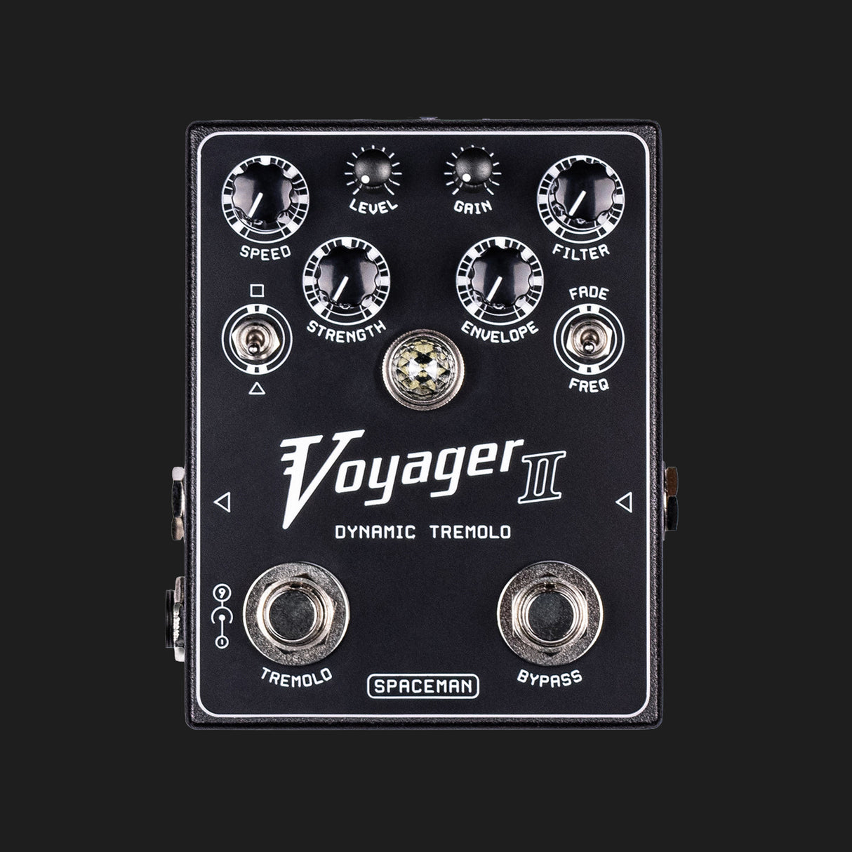 Spaceman Effects Voyager II dynamic tremolo pedal black front view