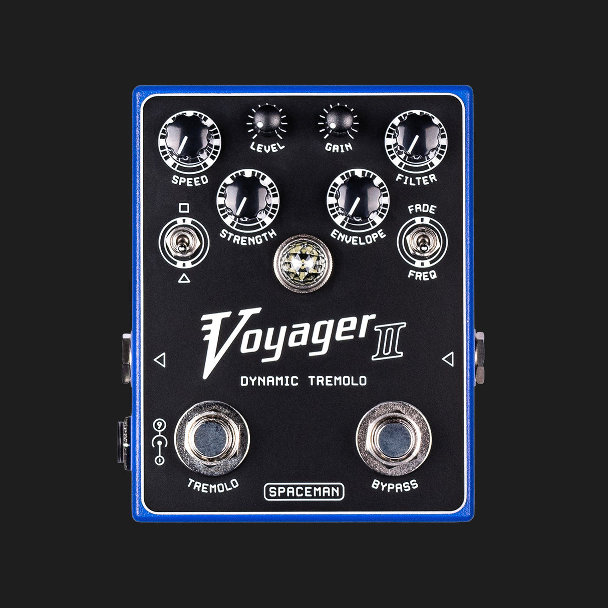 Spaceman Effects Voyager II dynamic tremolo pedal blue front view