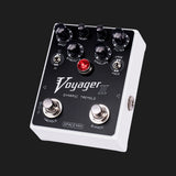 Spaceman Effects Voyager II dynamic tremolo pedal white angled view